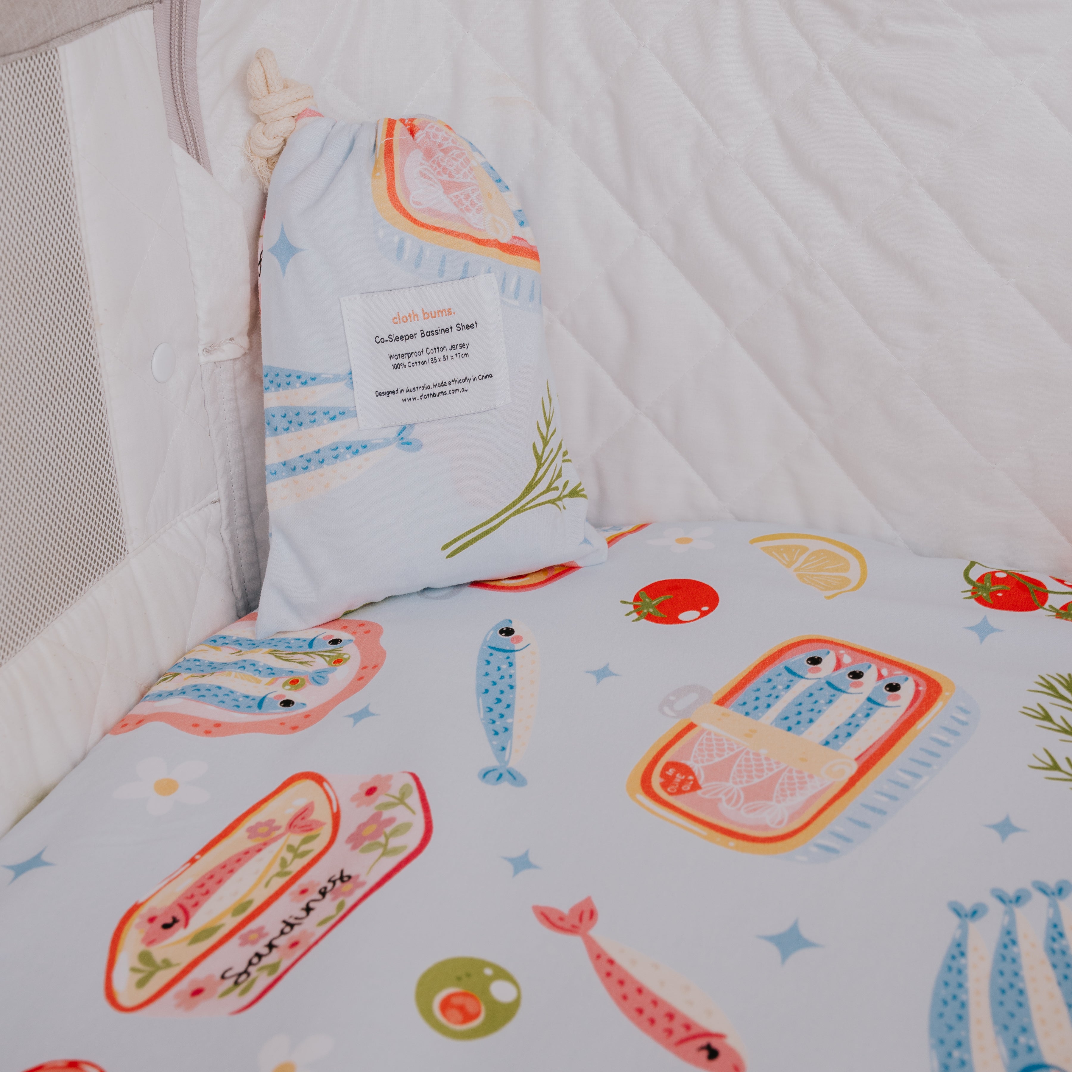Regular Bassinet Waterproof Sheet - Riviera