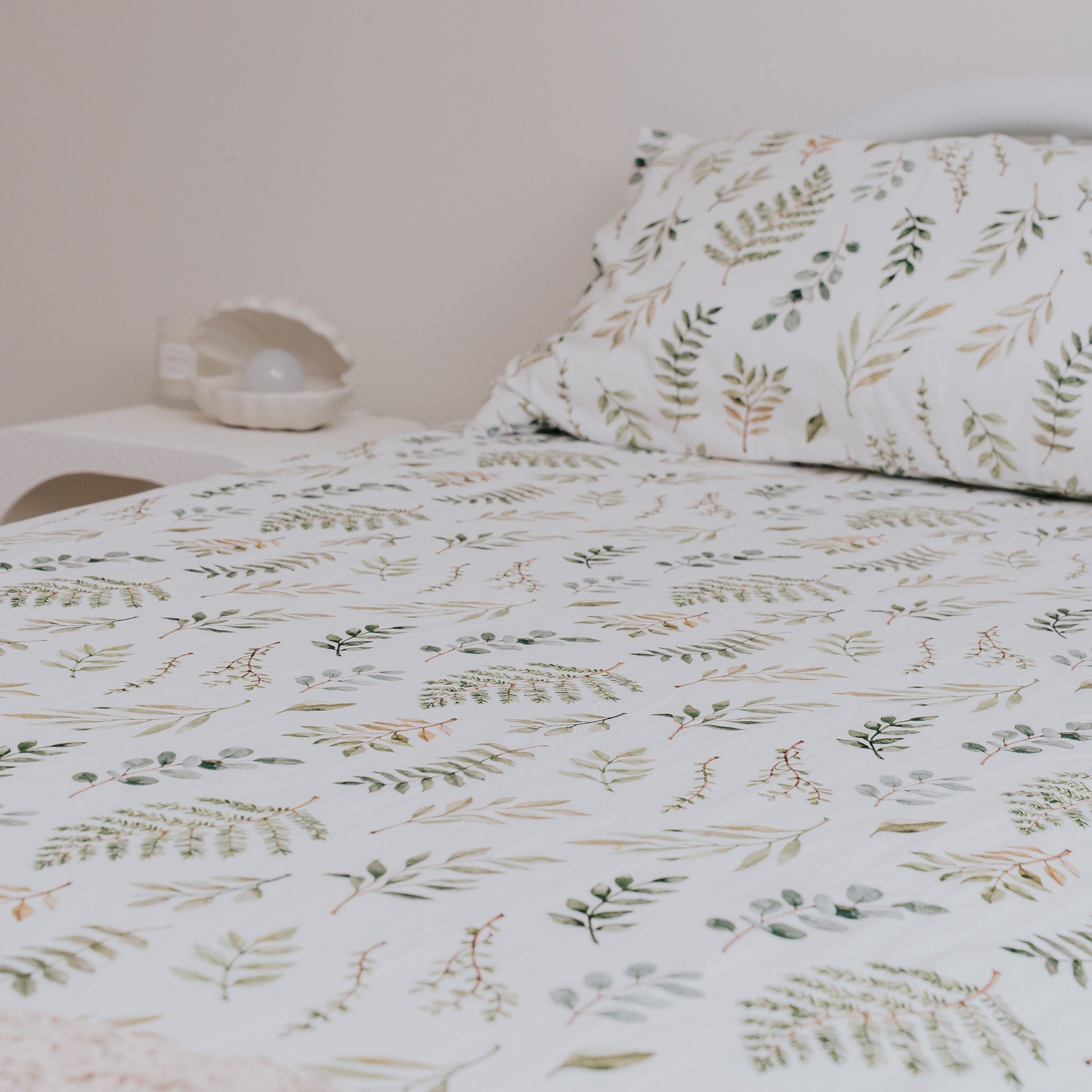 Waterproof Fitted Sheet in Single or King Single - Fern Gully