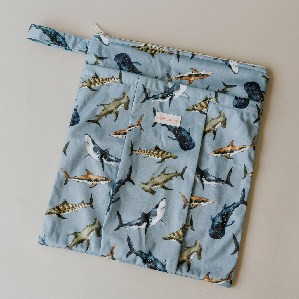 Large Double Pocket Wet Bag - Swim Shady