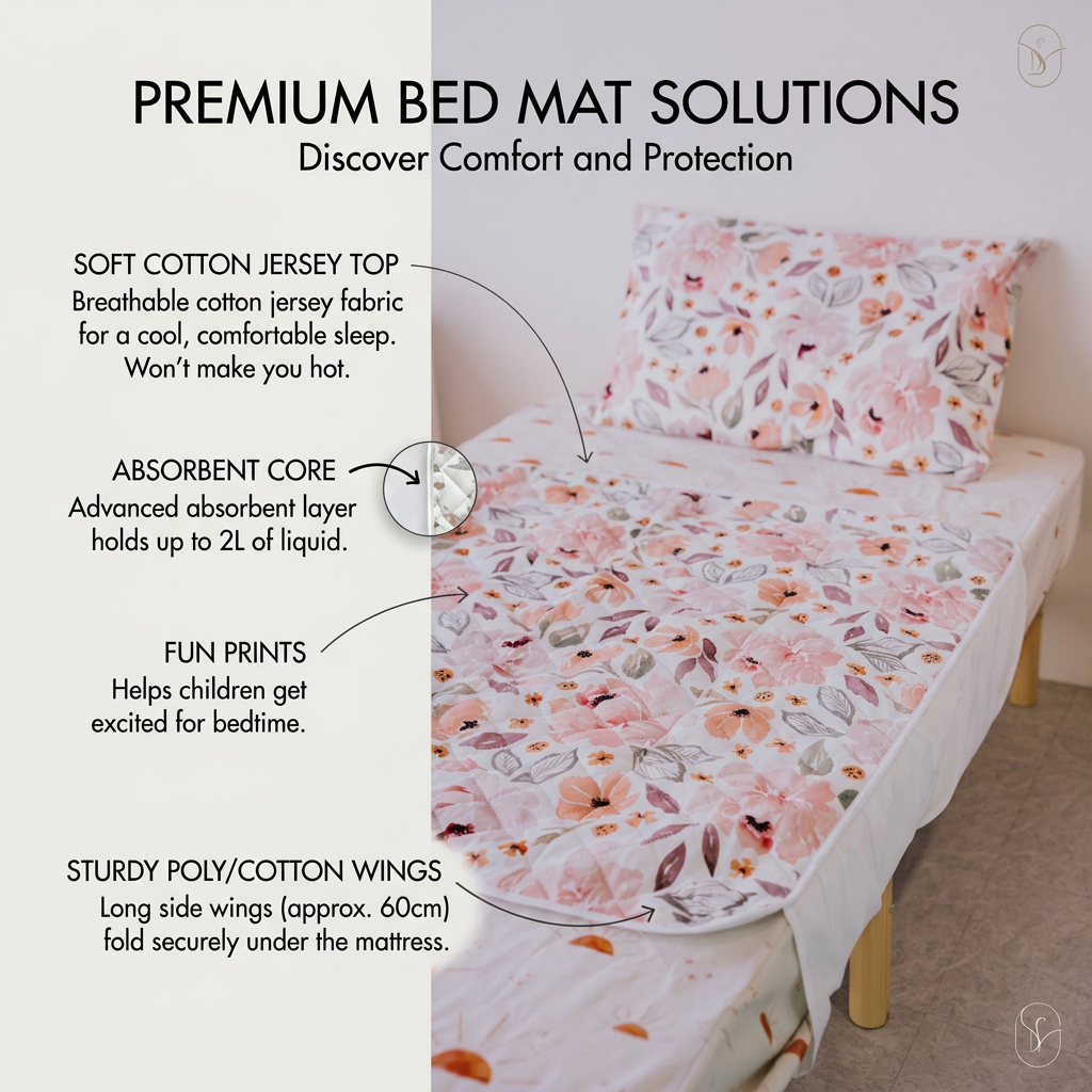 Waterproof Bed Mat - Peony Pop