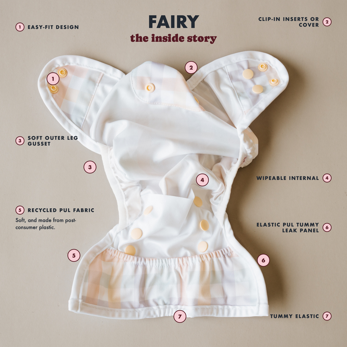 Fairy newborn nappy features