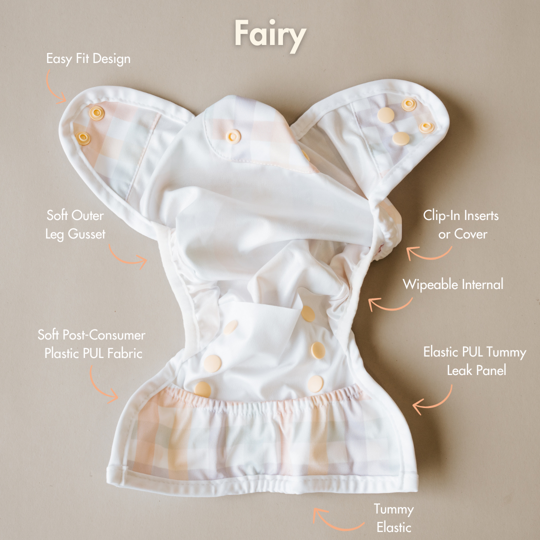 Inside image of a reusable cloth nappy for newborn babies. 