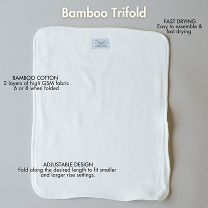 Premium bamboo cotton trifold designed for cloth bums reusable pull up nappies