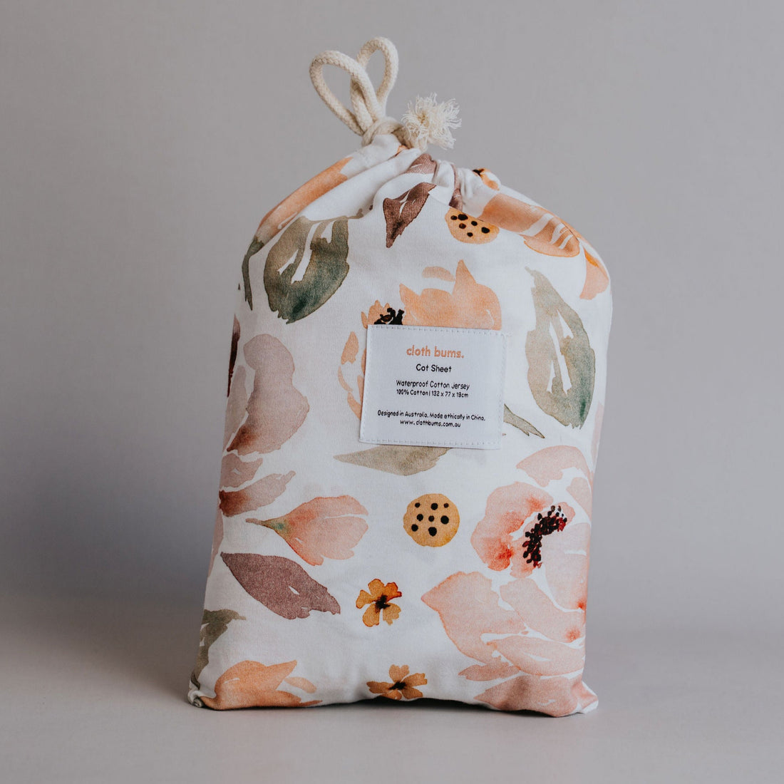 Waterproof Cot Sheet - Peony Pop