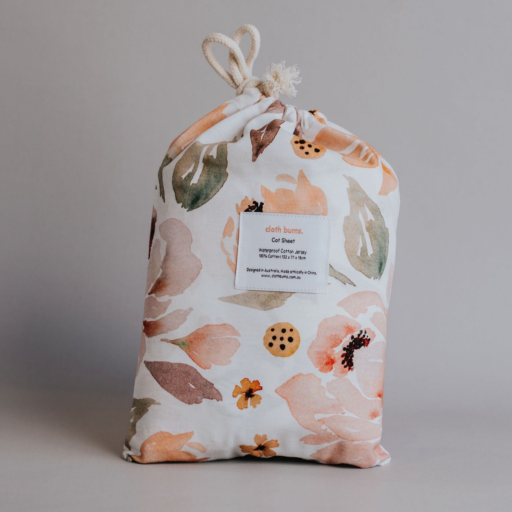 Waterproof Cot Sheet - Peony Pop