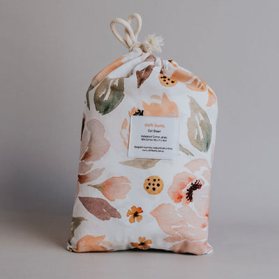Waterproof Cot Sheet - Peony Pop