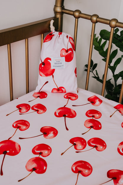 Waterproof Cot Sheet - Cherry Pop