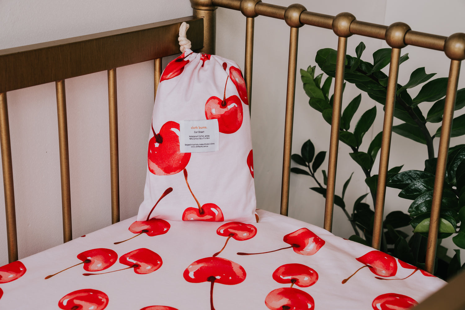 Waterproof Cot Sheet - Cherry Pop