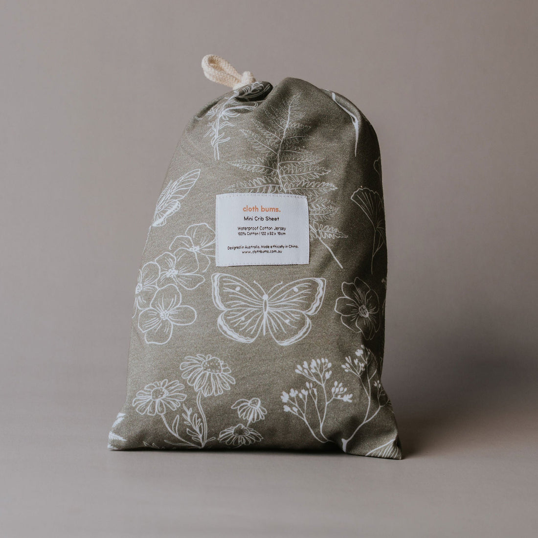 Waterproof Mini/Travel Cot Sheet - Olive Grove