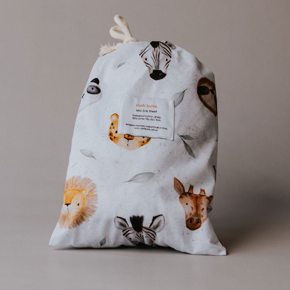 Waterproof Mini/Travel Cot Sheet - Peek a Zoo