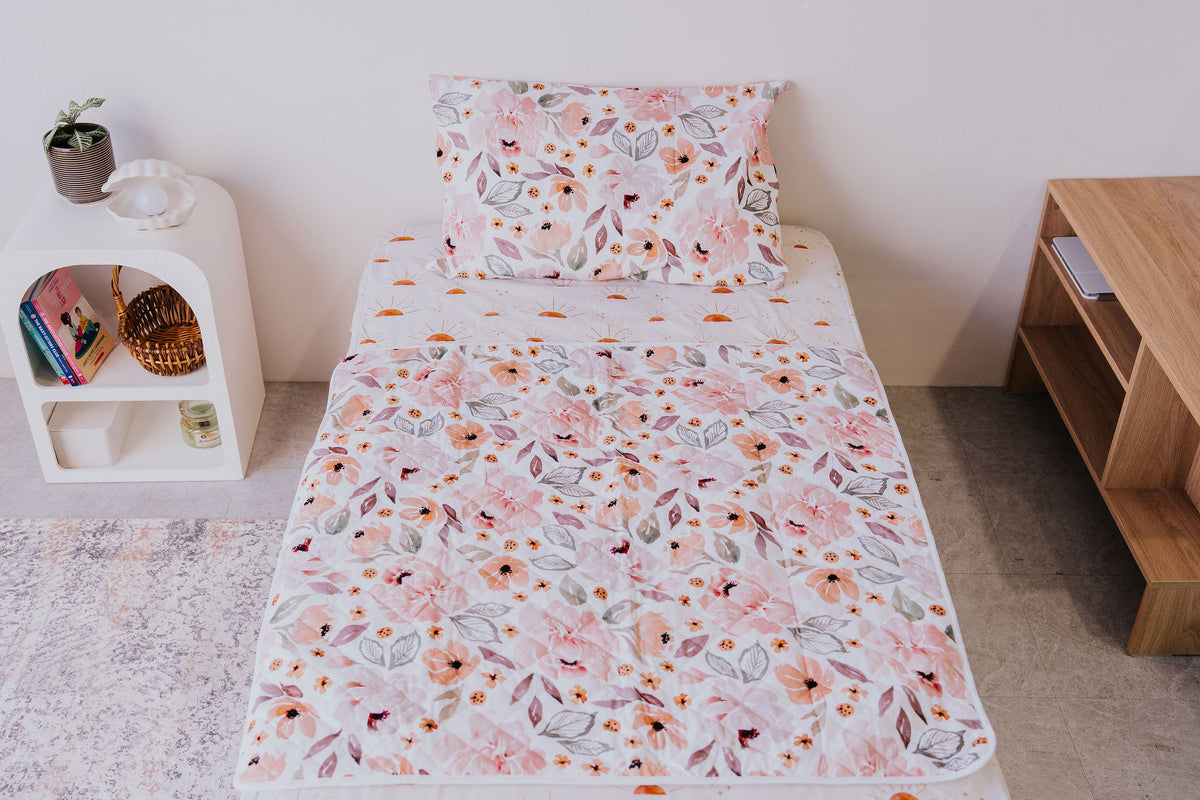 Waterproof Bed Mat - Peony Pop