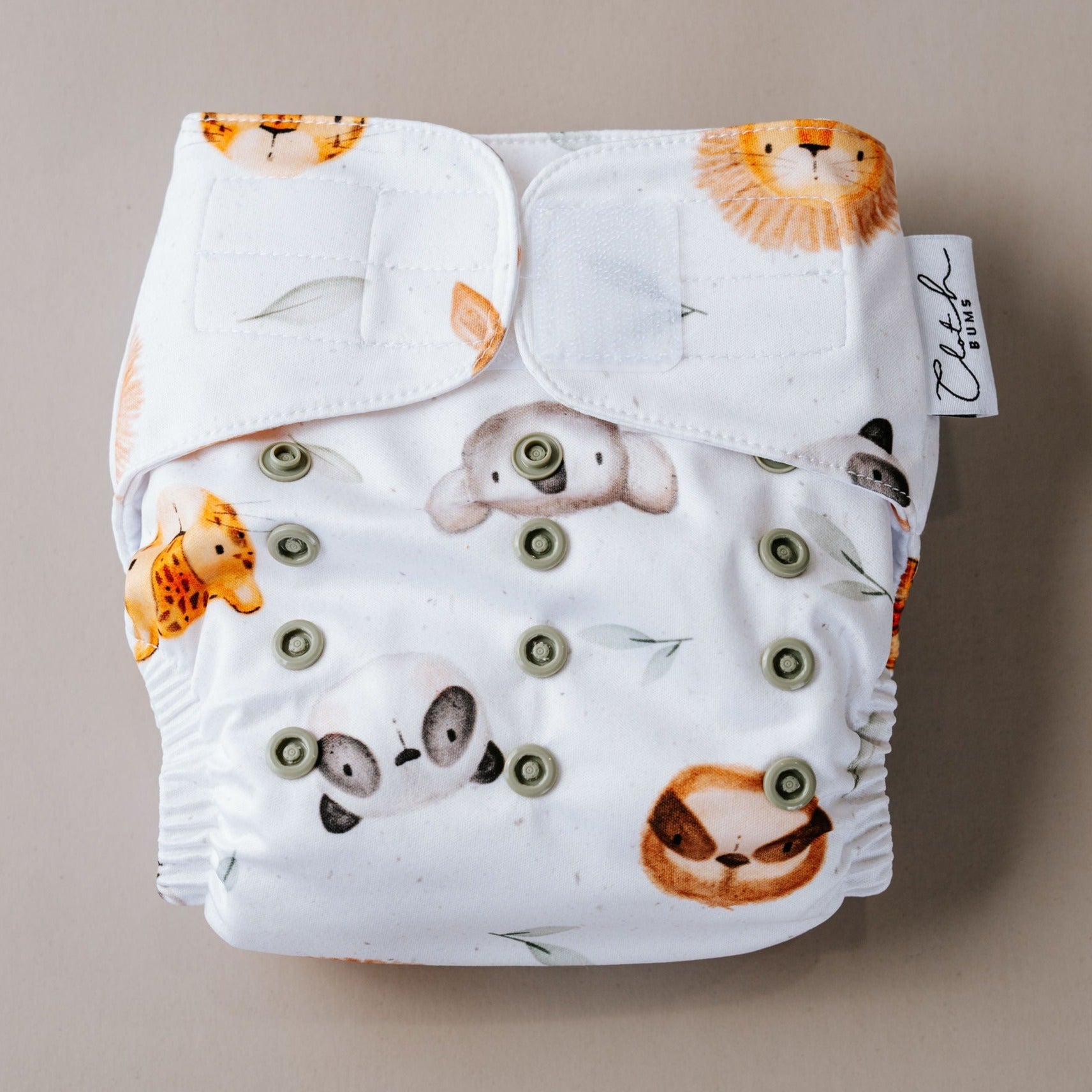 Velcro PIXIE One Size Fits Most Cloth Nappy - Peek A Zoo
