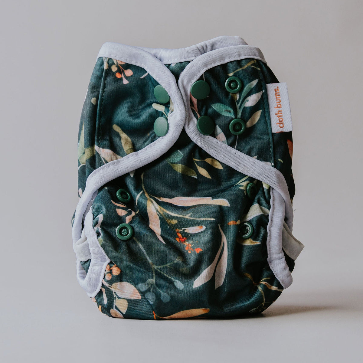 Fairy newborn nappy cover in Evergreen print by Cloth Bums