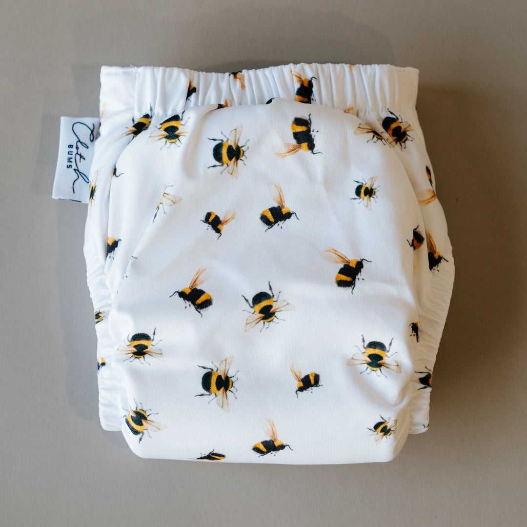 Velcro PIXIE One Size Fits Most Cloth Nappy - Bee Mine