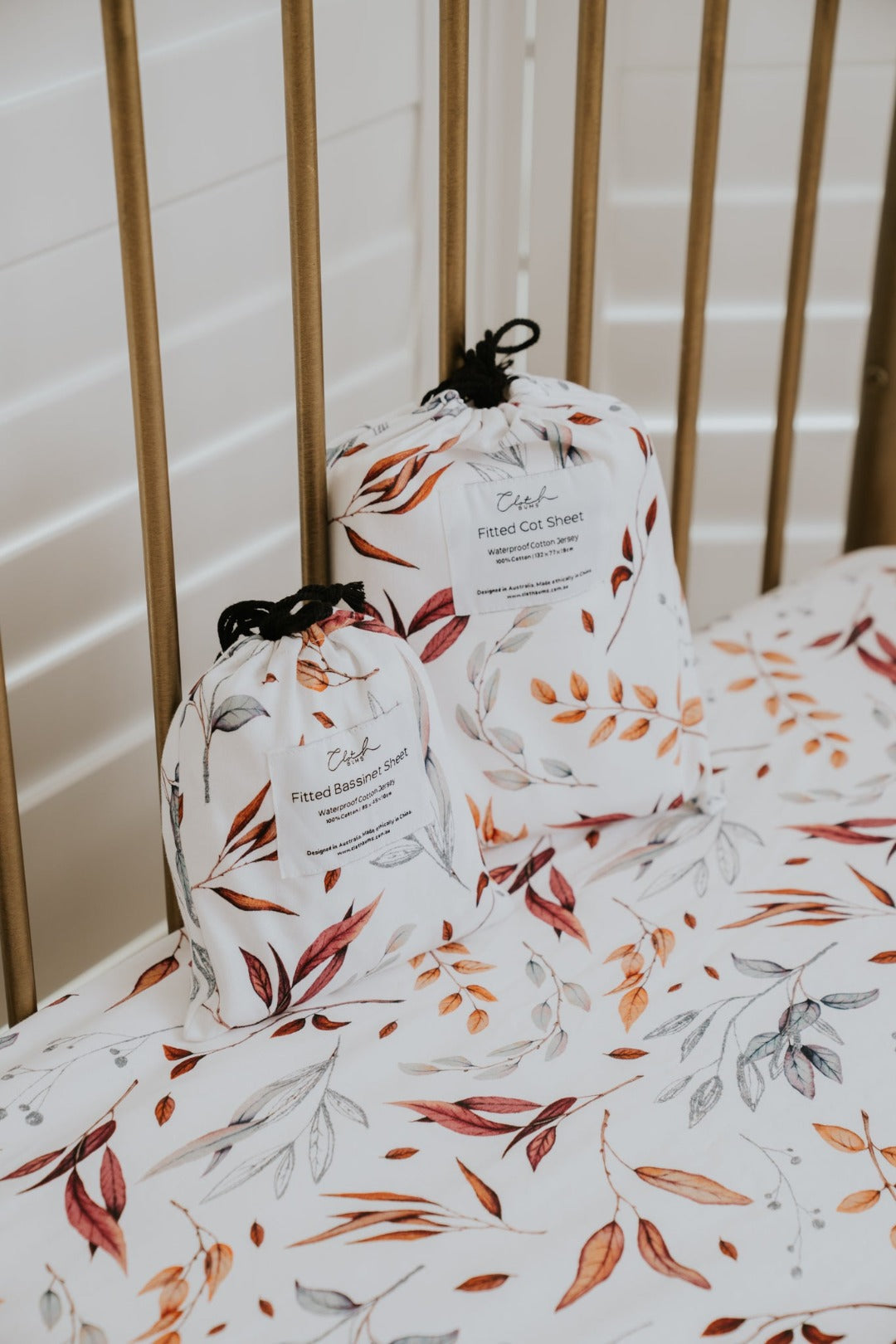 Waterproof Cot Sheet with Rustic Leaf print on the sheet