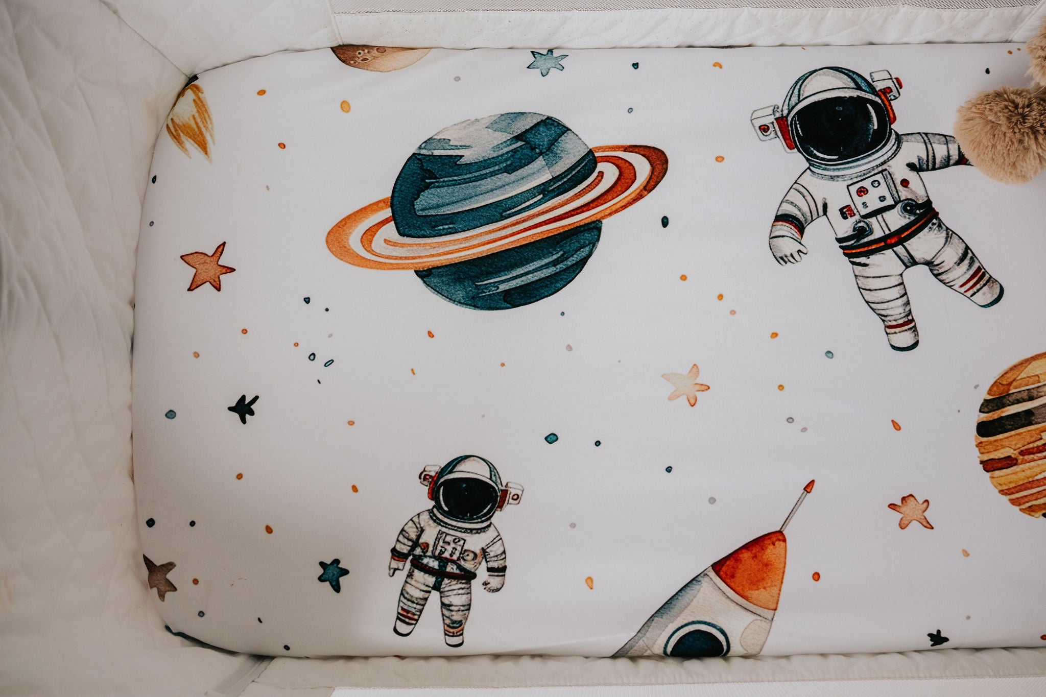 Regular Bassinet Waterproof Sheet - Space Jam