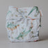 Baby diaper with dinosaur pattern on a plain background