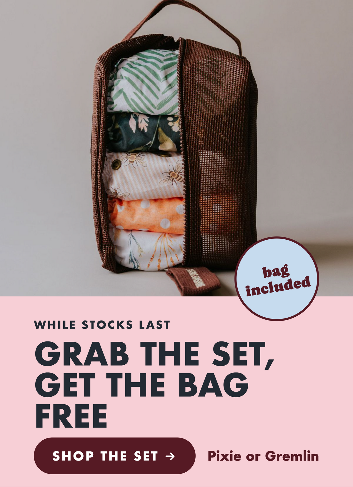 Grab the Chasing Sunshine set, get the bag free. While stocks last