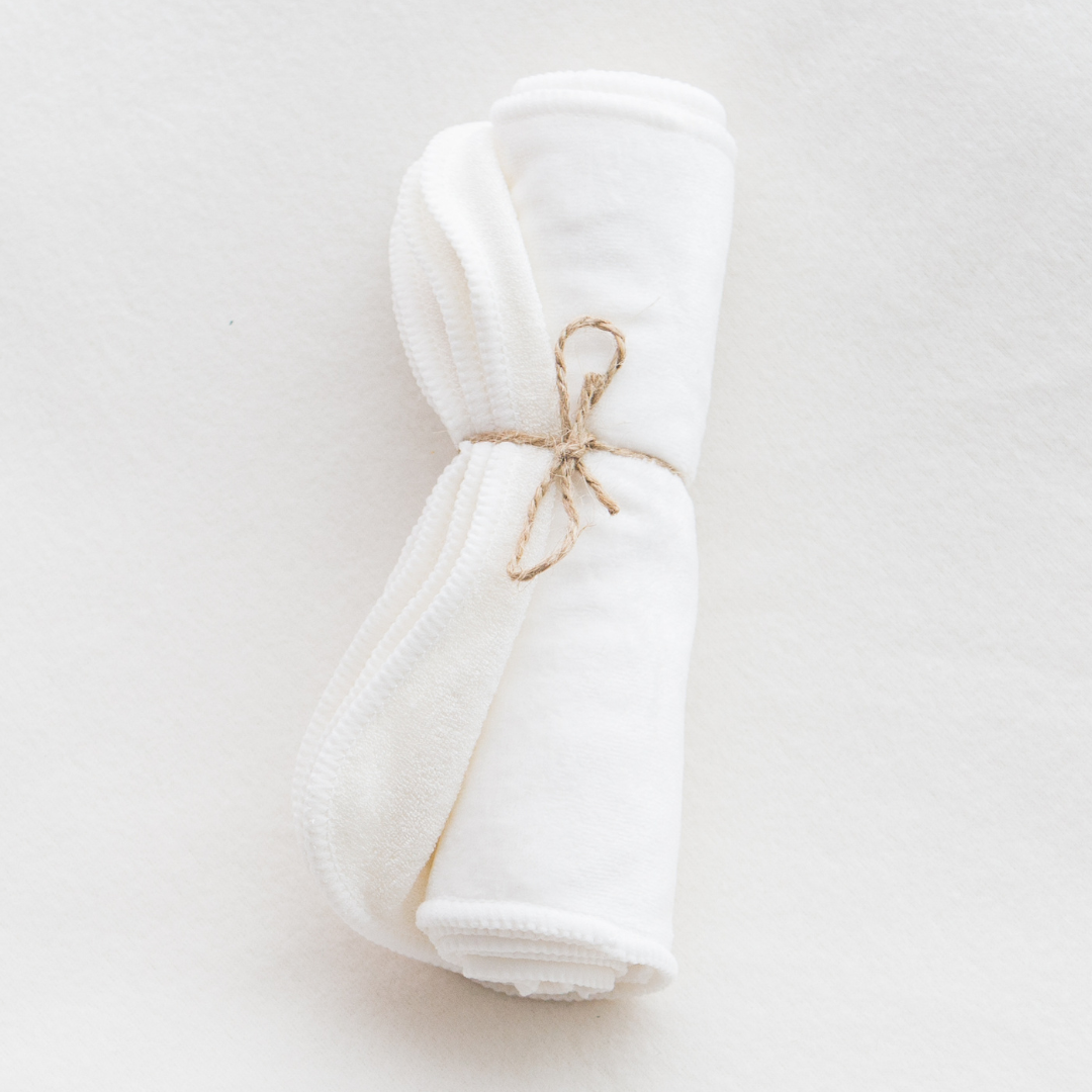 Reusable bamboo cloth wipes in a bundle